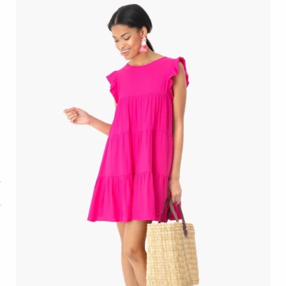 Pink Tiered Ruffle Mini Dress